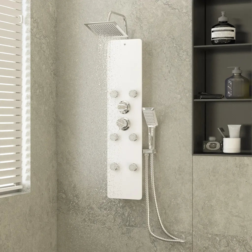 Pannello Doccia in Vetro 25x47,5x130 cm Bianco 151419