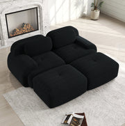 Divano angolare modulare in velluto a coste nero 208x178x70 cm senza struttura