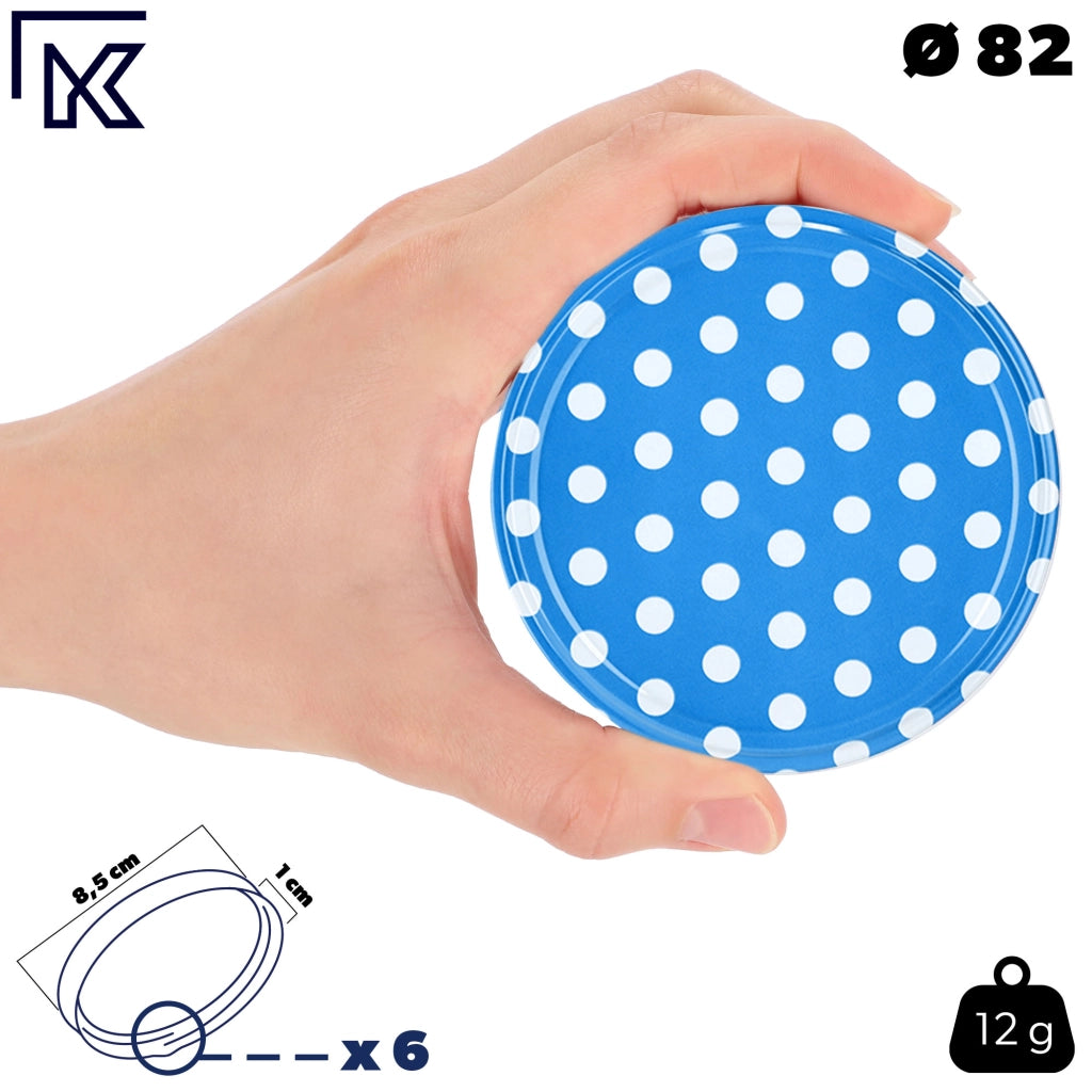Barattoli per conserve KADAX Denia 250ml 50 pezzi 82mm + coperchio "Piselli blu"