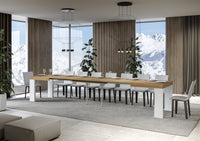Tavolo Allungabile 160/420x90x77 cm Roxell Mix piano Quercia Natura gambe Bianco Frassino