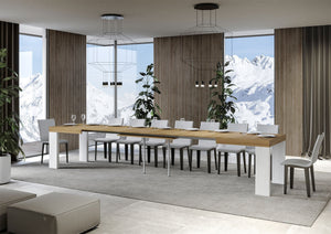 Tavolo Allungabile 160/420x90x77 cm Roxell Mix piano Quercia Natura gambe Bianco Frassino
