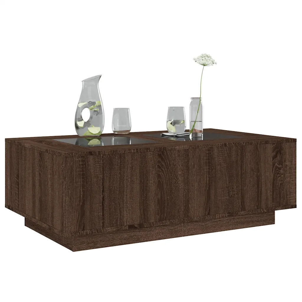 Tavolino Salotto con LED-Tavolino da soggiorno-Tavolo Infinity Rovere Marrone 116x69x40 cm