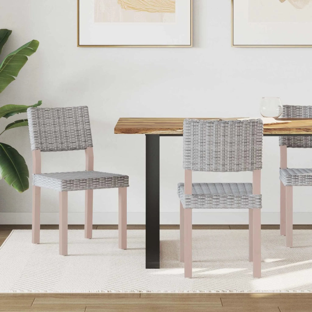 Sedia da pranzo 2 pcs Bianco Lavato 46 x 55 x 84 cm Rattan Kubu