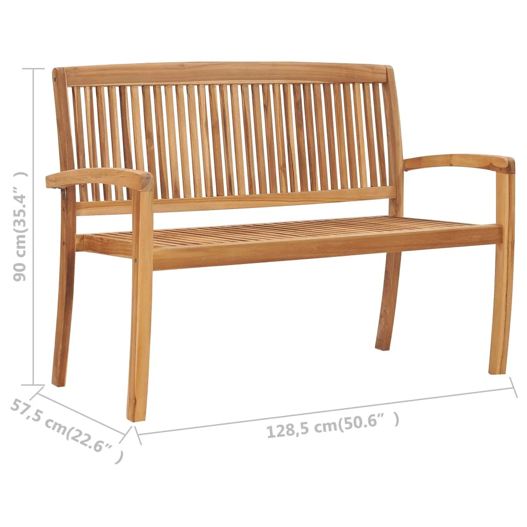 Panca da giardino mobili da esterno per patio mobili da terrazza 128,5 x 57,5 ​​x 90 cm legno massello di teak 02_0011029
