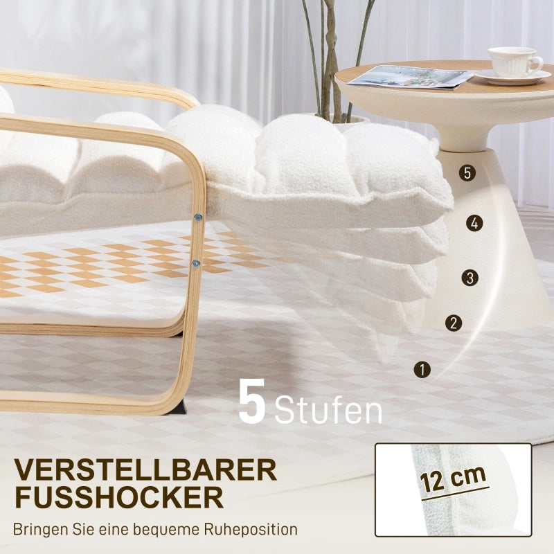 POLTRONA Relax con poggiapiedi regolabile 67x93-114x105 cm Bianco