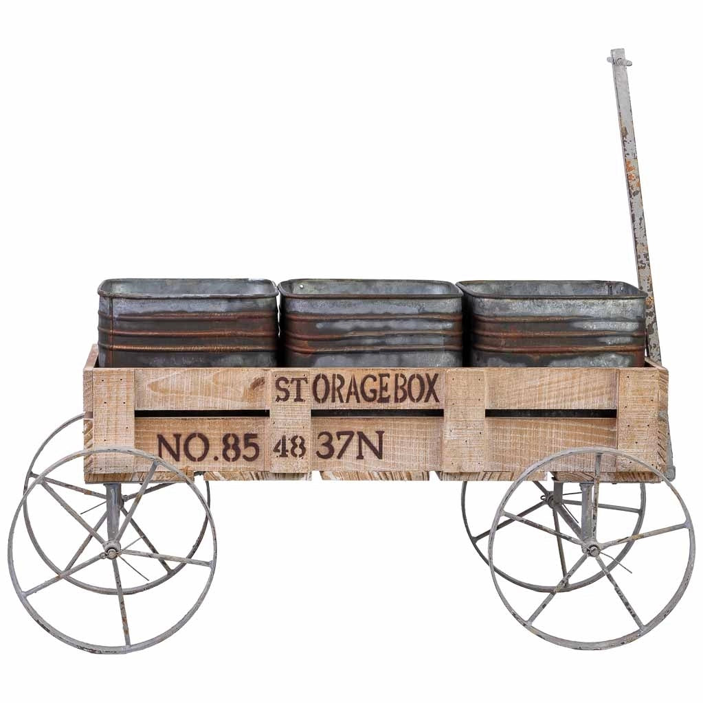 Carrello espositivo in legno e metallo marrone, 72,39x28,58x49,53 cm