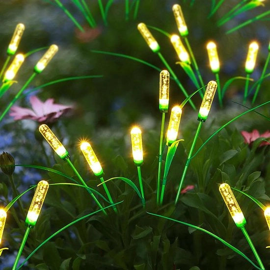 Illuminazione esterna solare a 4 pezzi con lanterne a ombrello in paglia - IP65 impermeabile