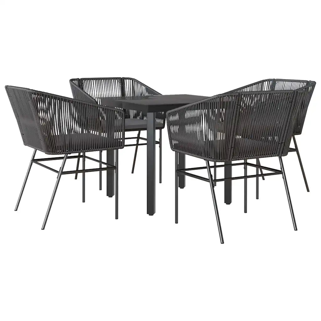 Set da Pranzo da Giardino con Cuscini 5 pz | Set Salotto da Giardino Polyrattan Vetro