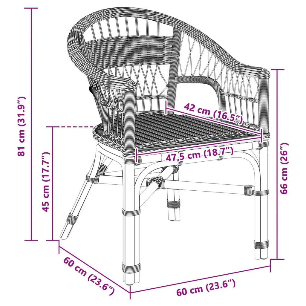 Sedia Impilabile Nero 60 x 60 x 81 cm Rattan
