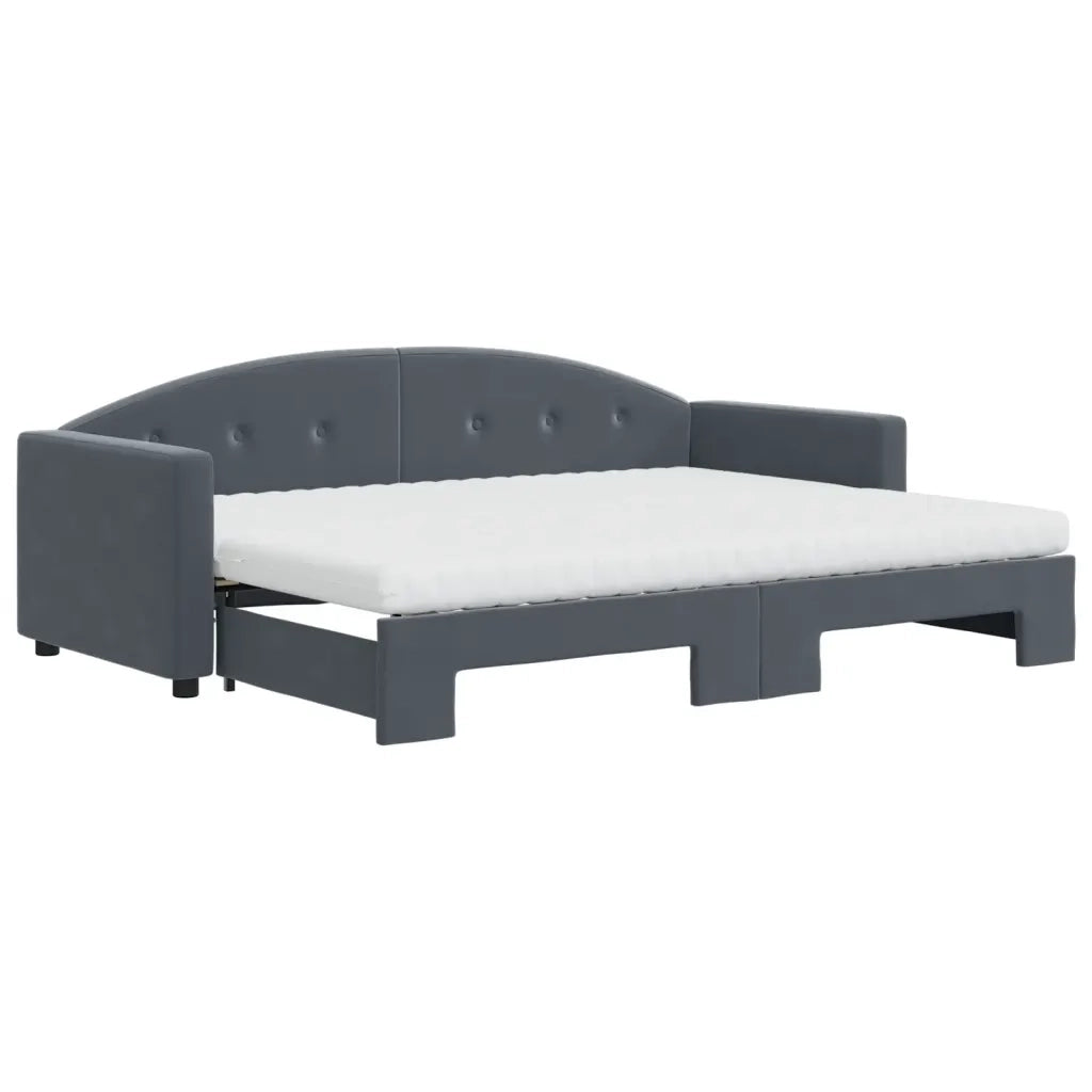 Divano Letto Estraibile Materassi Grigio Scuro 80x200cm Velluto 3197319
