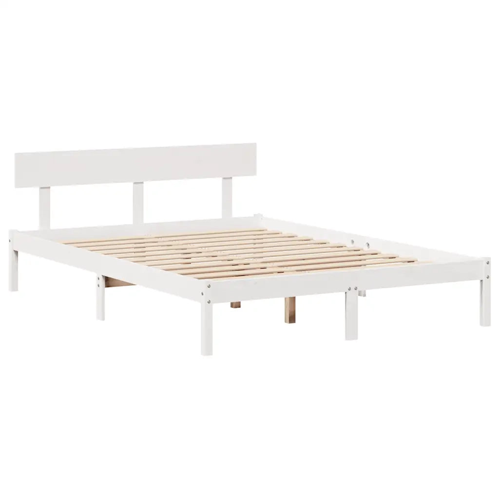 Letto senza Materasso Bianco 140x200 cm Legno Massello di Pino