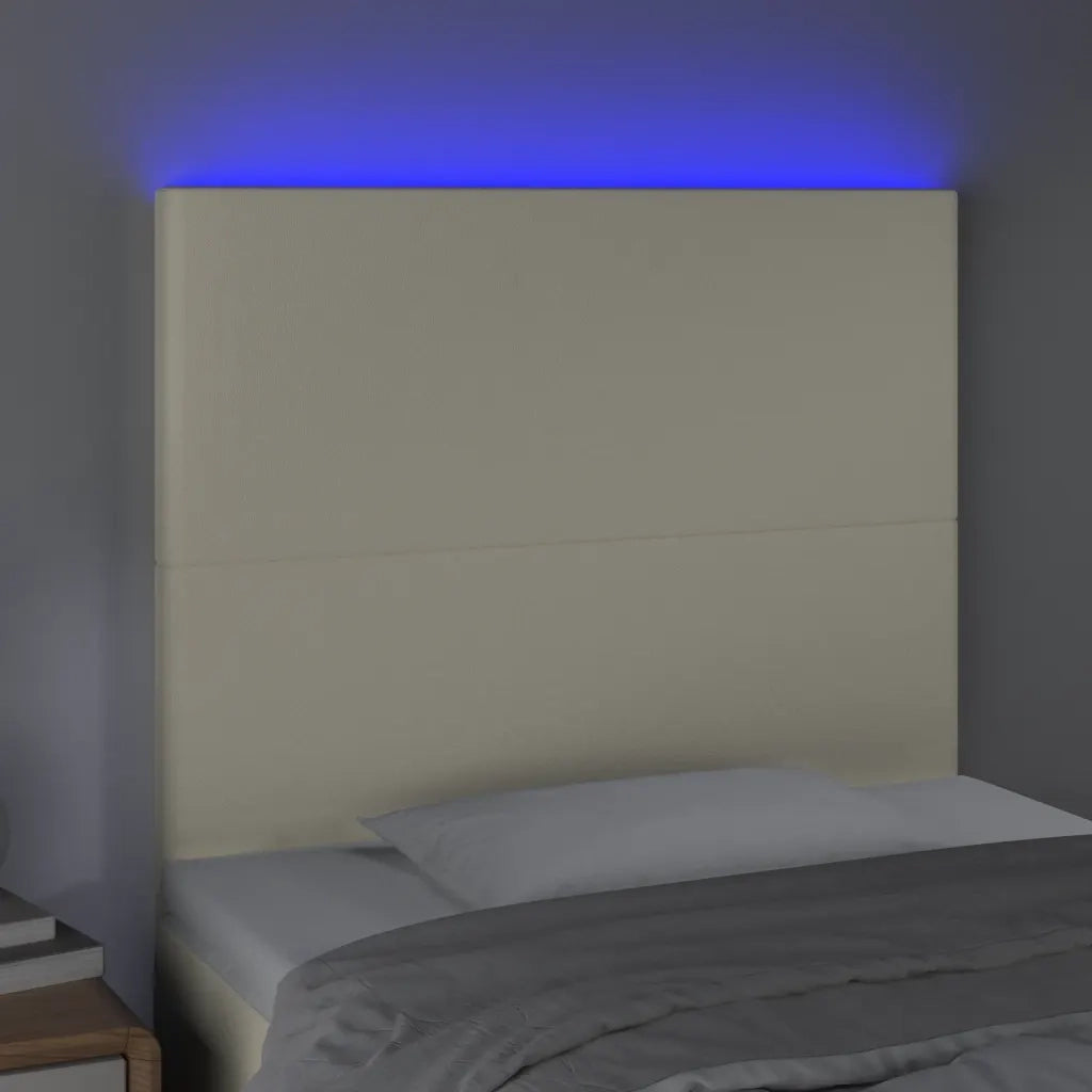 Testiera | Testata a LED Crema 90x5x118/128 cm in Similpelle