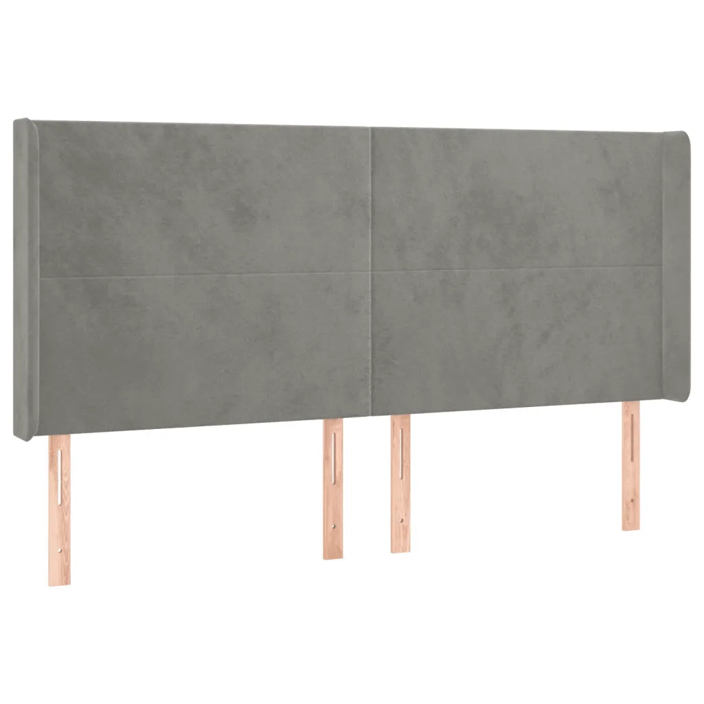 Testiera ad Orecchio-Testata con Orecchie Grigio Chiaro 163x16x118/128 cm in Velluto 307166