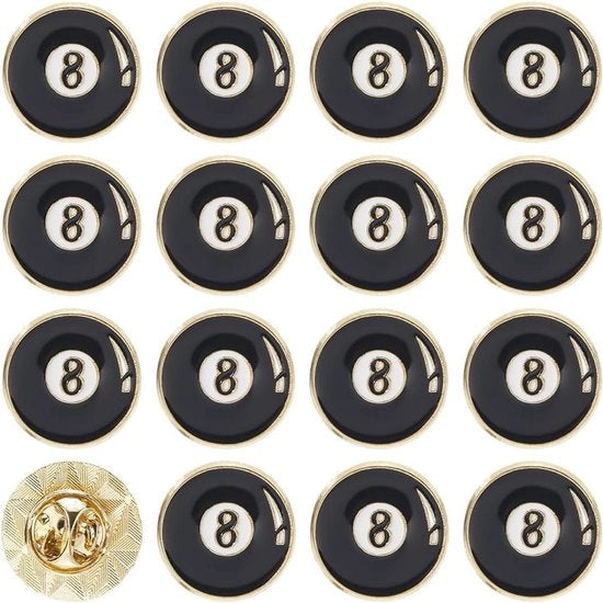 Billettere per Biliardo Plus - 20 pezzi spille per biliardo sportive con badge in metallo nero