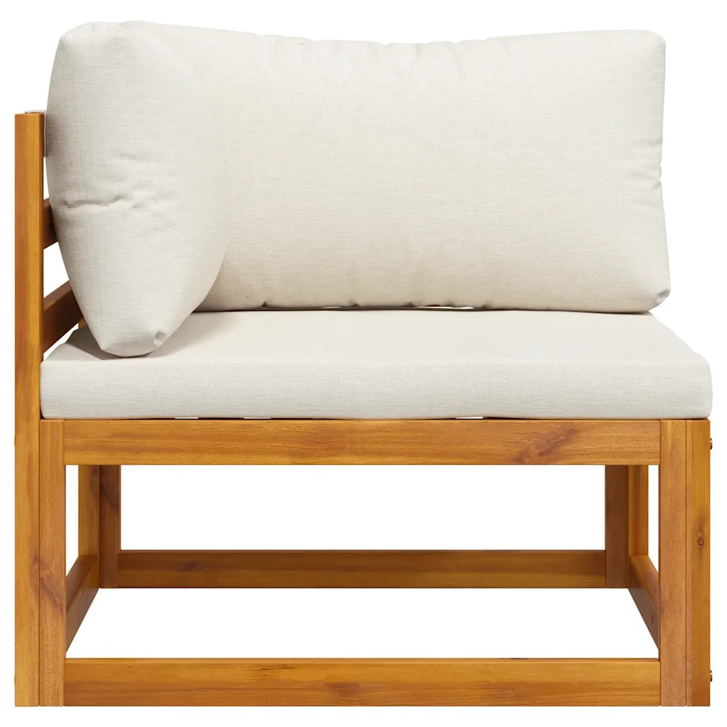 Divano Angolare Modulare Cuscini Bianco Crema Massello d'Acacia cod mxl 65242