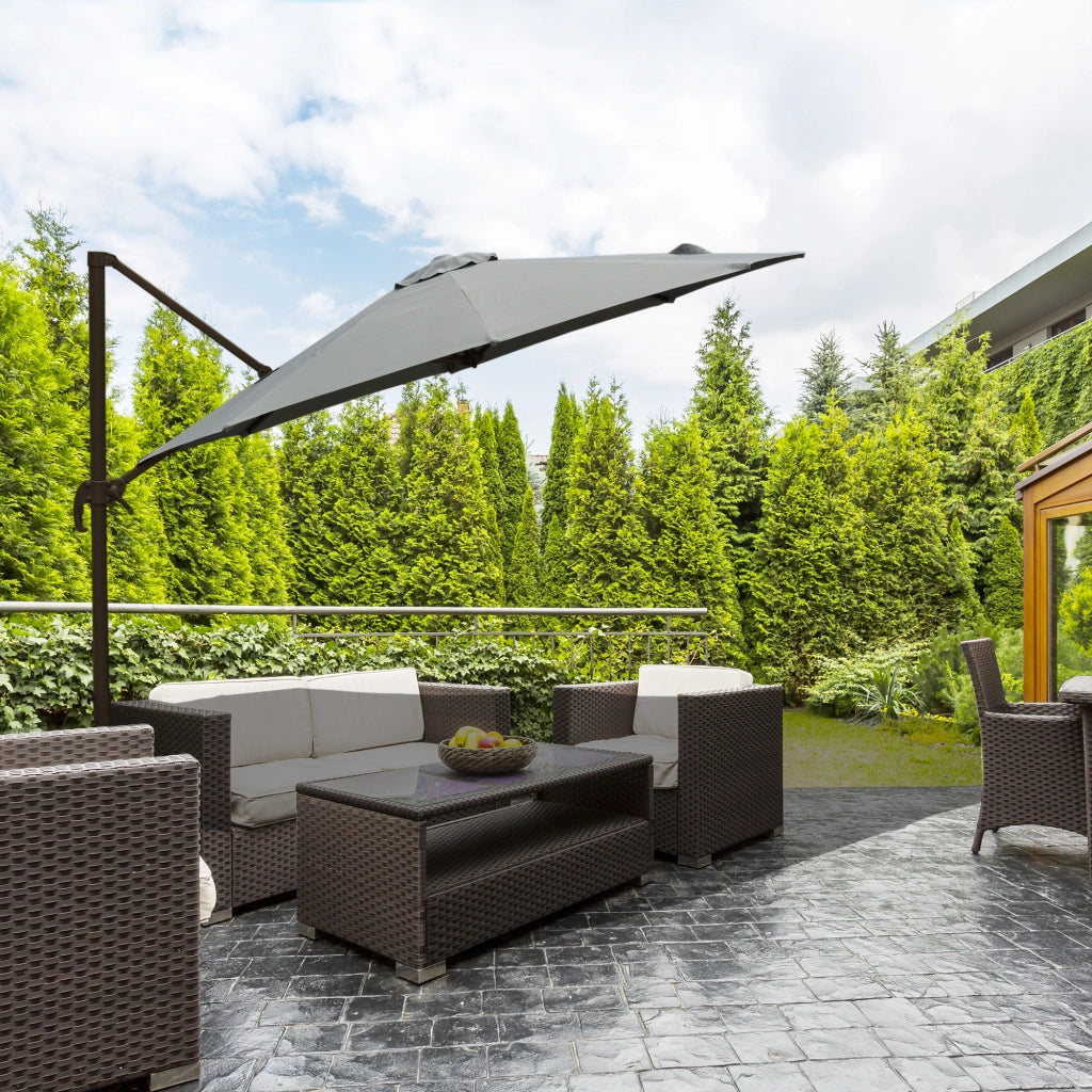 Ombrellone da Giardino a Manovella ¨C zephmum ¨C Grigio ?2.95x2.5 m
