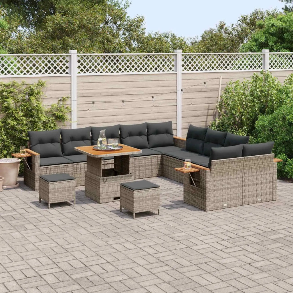 Set Divano da Giardino 13 pcs Grigio polyrattan