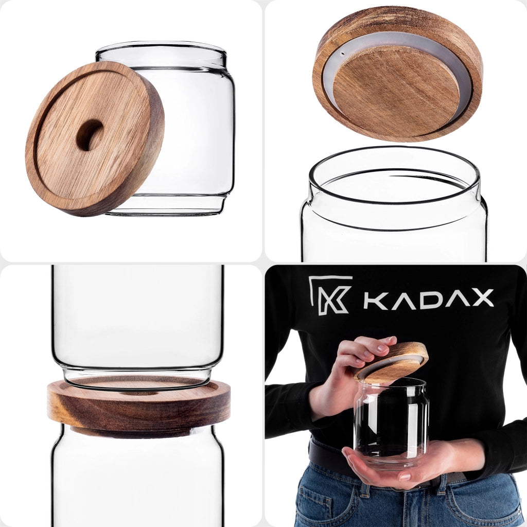 Contenitore per alimenti in vetro KADAX per spezie ed erbe aromatiche con coperchio, barattolo da 450 ml