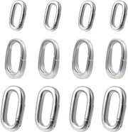 Ferraglia ovale in argento con 3 misure - 12 pezzi - Chiusura ovale - Ideale per accessori di moda - Design unico