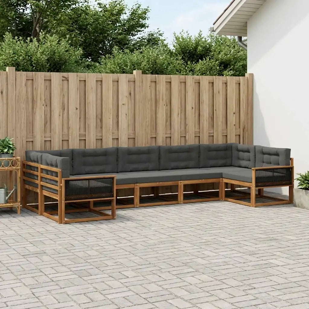 Set di divani da esterno con cuscino 7 pcs Naturale e Antracite 3382865
