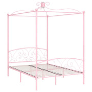 Letto matrimoniale | Letto per adulti | Letto a Baldacchino Rosa in Metallo 140x200 cm