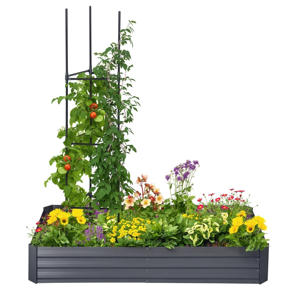 Carr¨¦ potager giardino rettangolare in metallo con tuteurs ¨C zephmum ¨C 180x90x29.5 cm