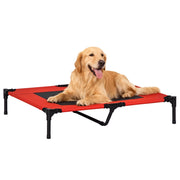 Letto per Cani e Gatti con Zona in Rete Traspirante ¨C Minimal ¨C Tessuto Oxford Rosso 91.5x76.2x18 cm