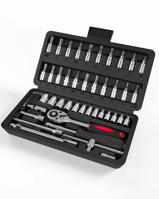 Kit di chiavi a ratti mini 1/4" da 46 pezzi per la riparazione di bicicli e autoveicoli
