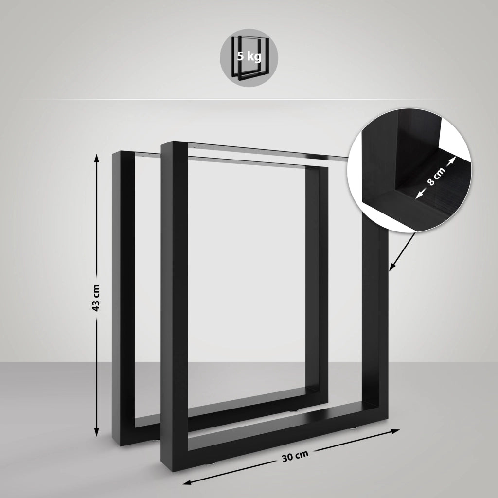 Set di 2 gambe per tavolino Velden nero,30 cm