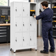 Locker Cabinet With 9 Compartments, Steel, 90x45x180 Cm, Grey