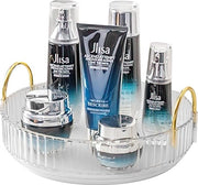 Organizzatore cosmetico, riposo rotativo 360°, organizzatori per trucco e capelli, sistema di conservazione per la cura della pelle, 1 livello, trasparente