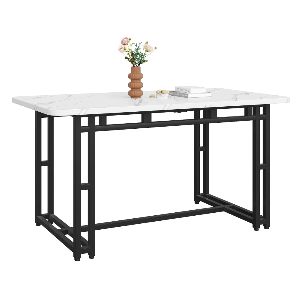 Tavolo da pranzo moderno in MDF con gambe in metallo nere