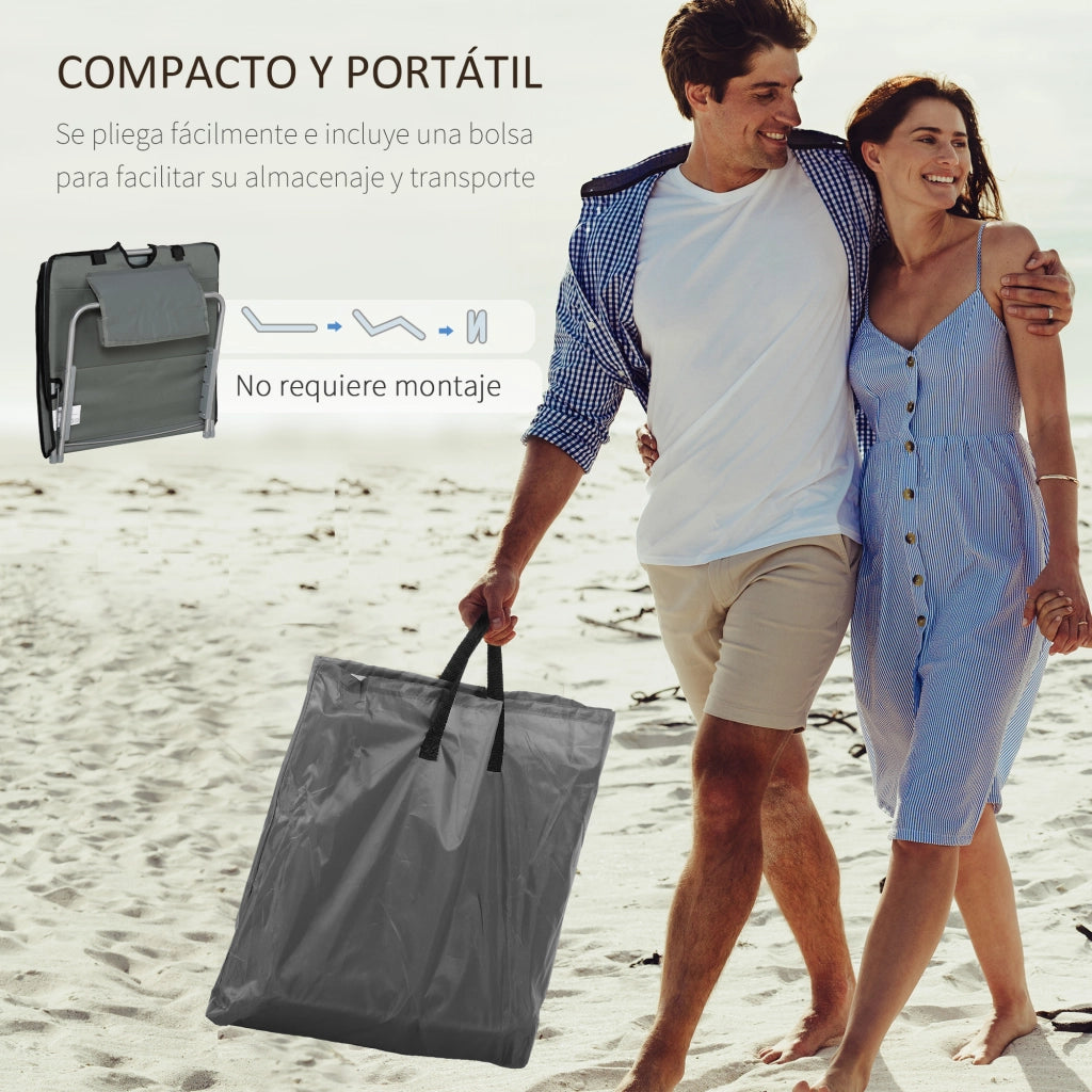 Set 2 Esterillas Pieghevoli da Giardino ¨C zephmum ¨C Grigio 124x53x45 cm
