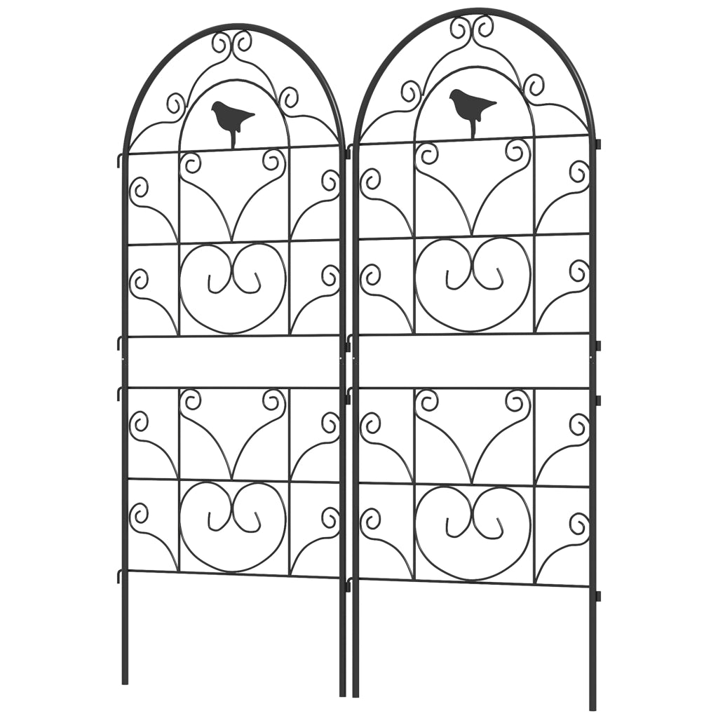 Griglia per piante rampicanti in metallo 2 pezzi ¨C zephmum ¨C nero 50x120 cm