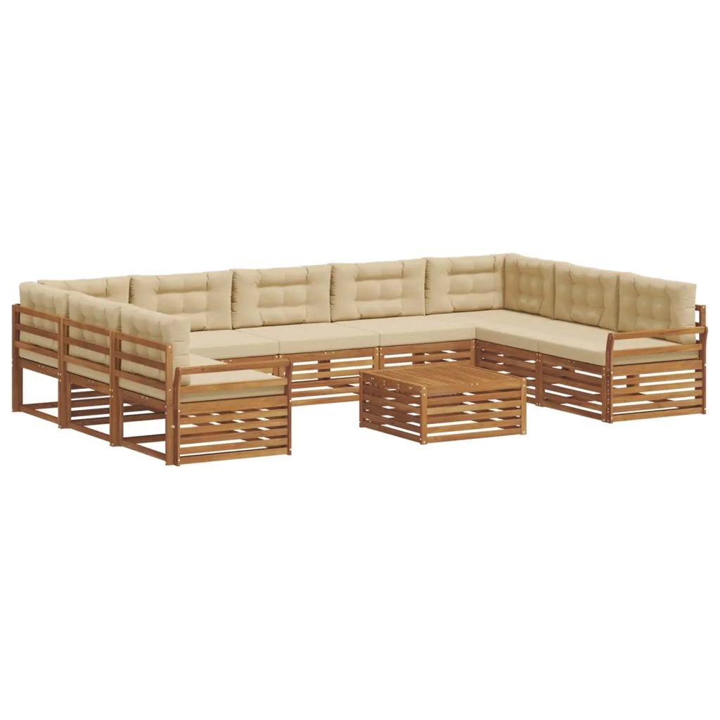 Set di divani da esterno con cuscino 10 pcs Naturale e Beige 3374173
