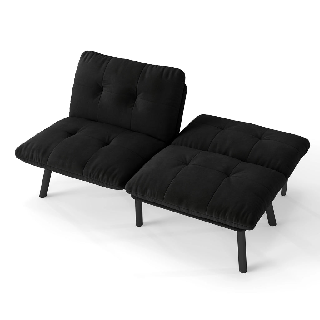 DIVANO LETTO pieghevole 87 x 58 x 25 cm Nero in velluto