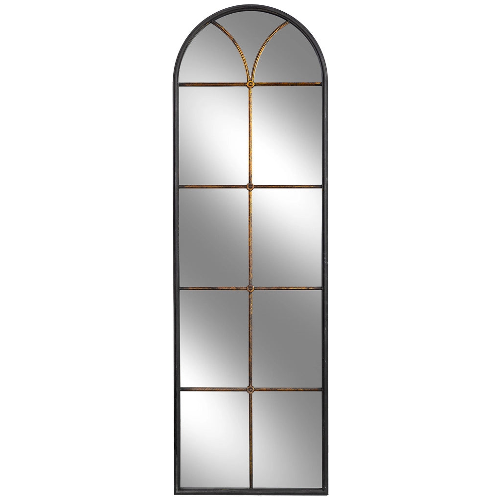 Specchio da parete in legno e ferro nero 60x3x190h cm