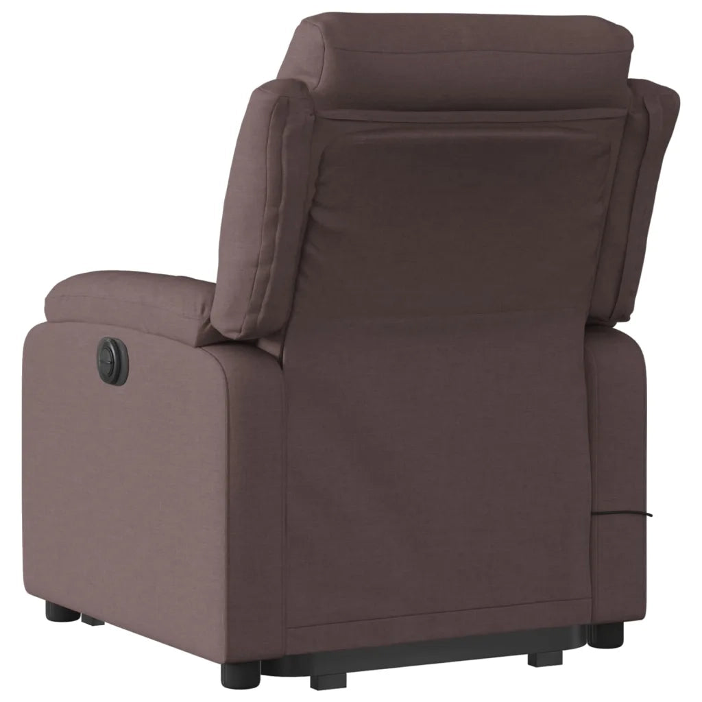 Poltrona Alzapersona Massaggi Reclinabile Marrone Scuro Tessuto 3204997