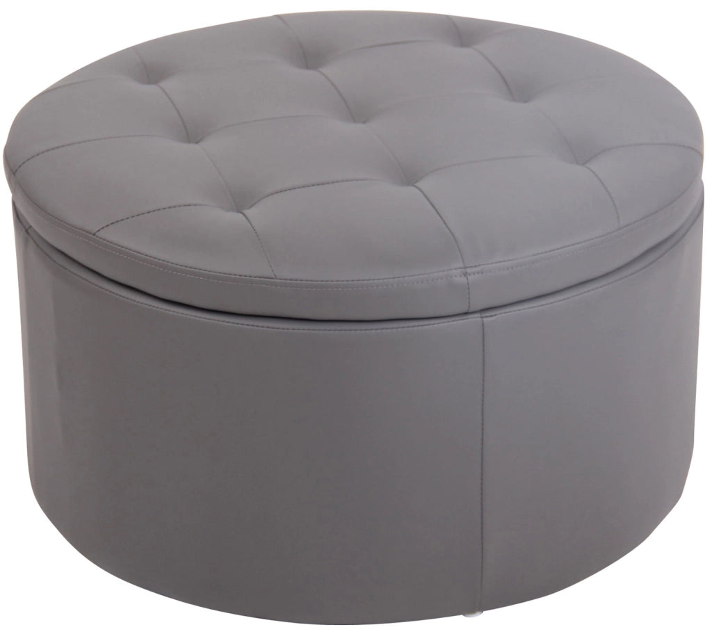 Pouf Tondo Contenitore Evora grigio,Finta pelle