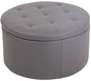 Pouf Tondo Contenitore Evora grigio,Finta pelle
