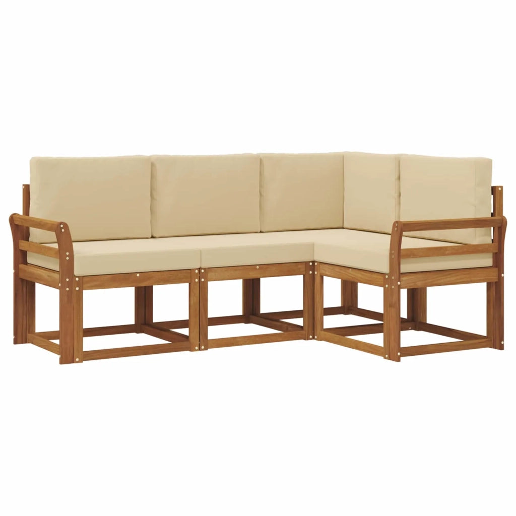 Set di divani da esterno con cuscino 4 pcs Naturale e Beige