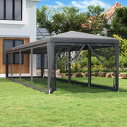 Tenda per Feste con 10 Pareti in Rete-Tenda da campeggio Antracite 3x12 m in HDPE
