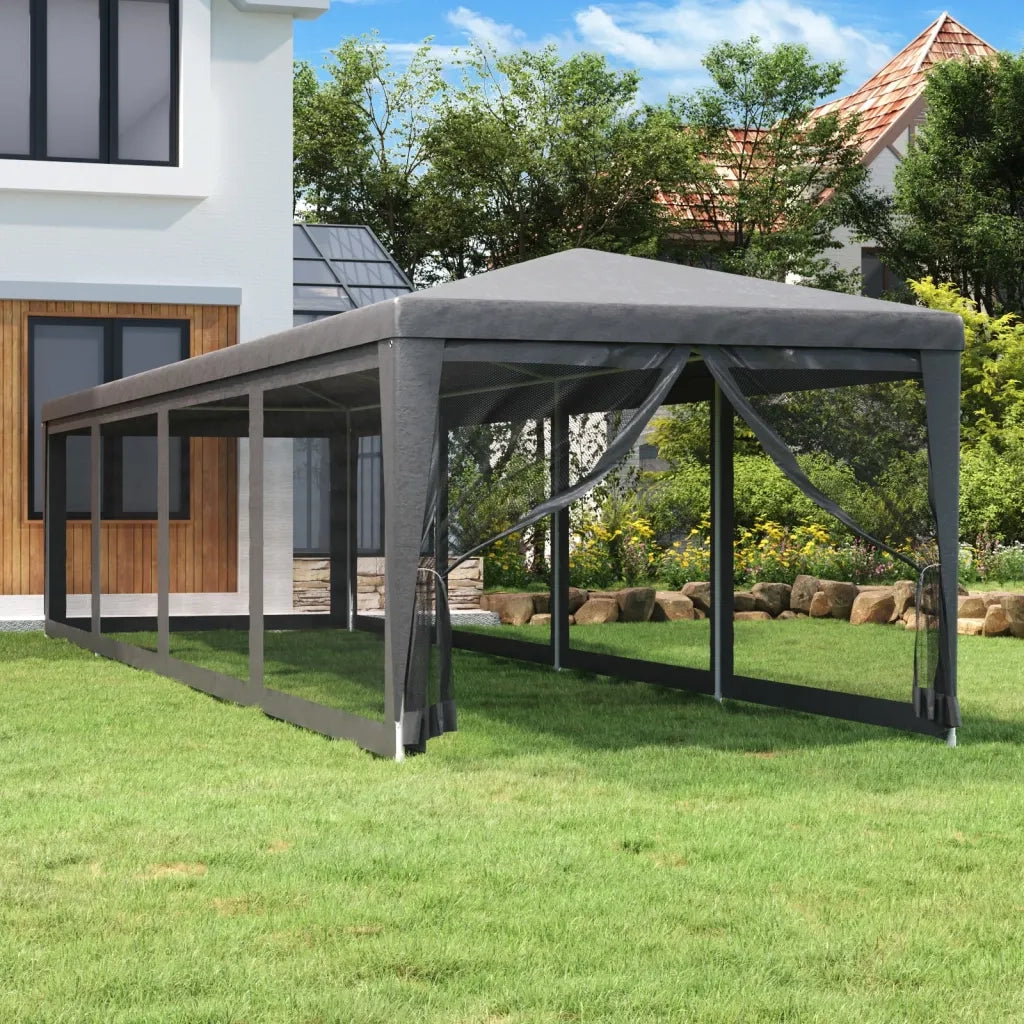 Tenda per Feste con 10 Pareti in Rete-Tenda da campeggio Antracite 3x12 m in HDPE