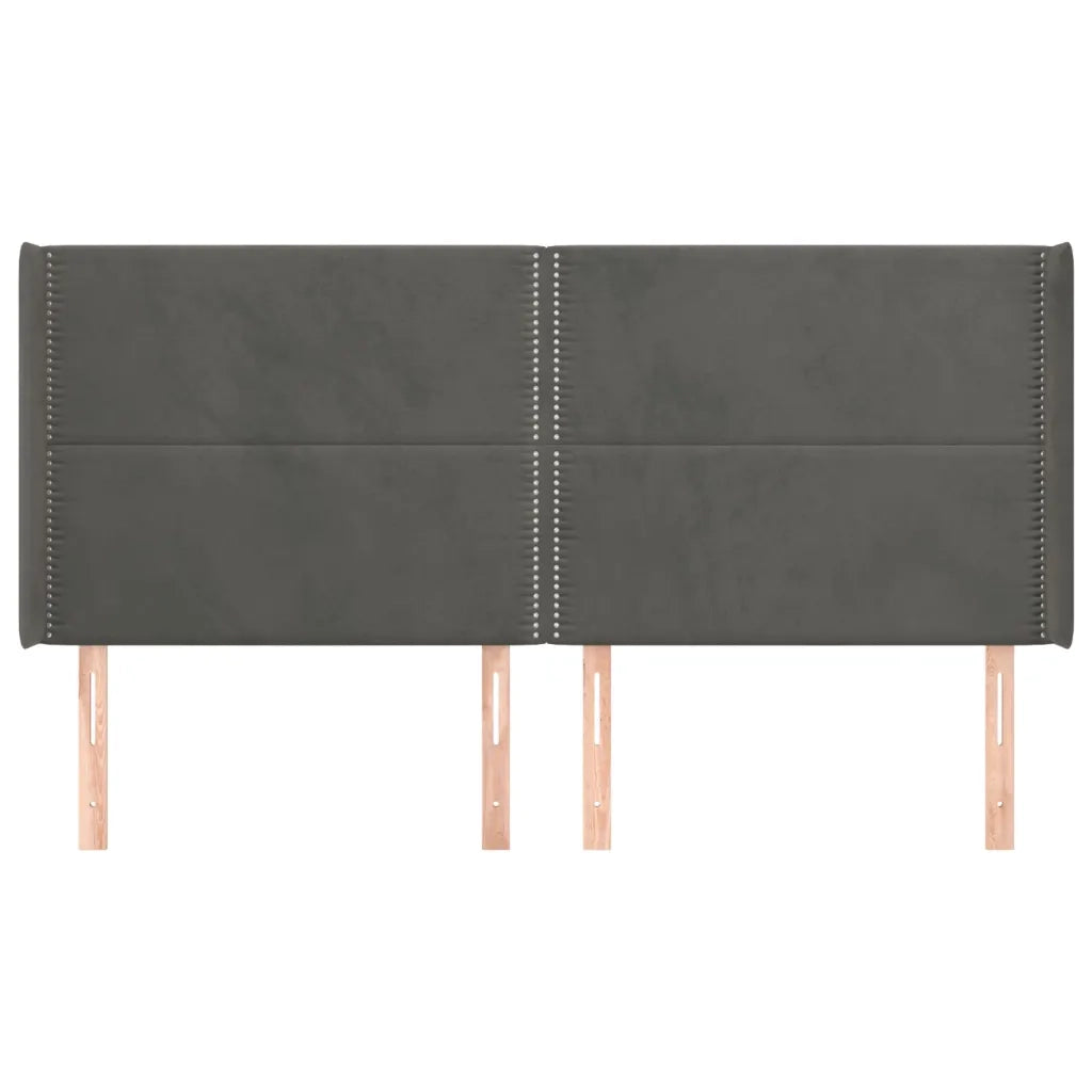 Testiera ad Orecchio-Testata con Orecchie GrigioScuro 203x16x118/128cm in Velluto 890815
