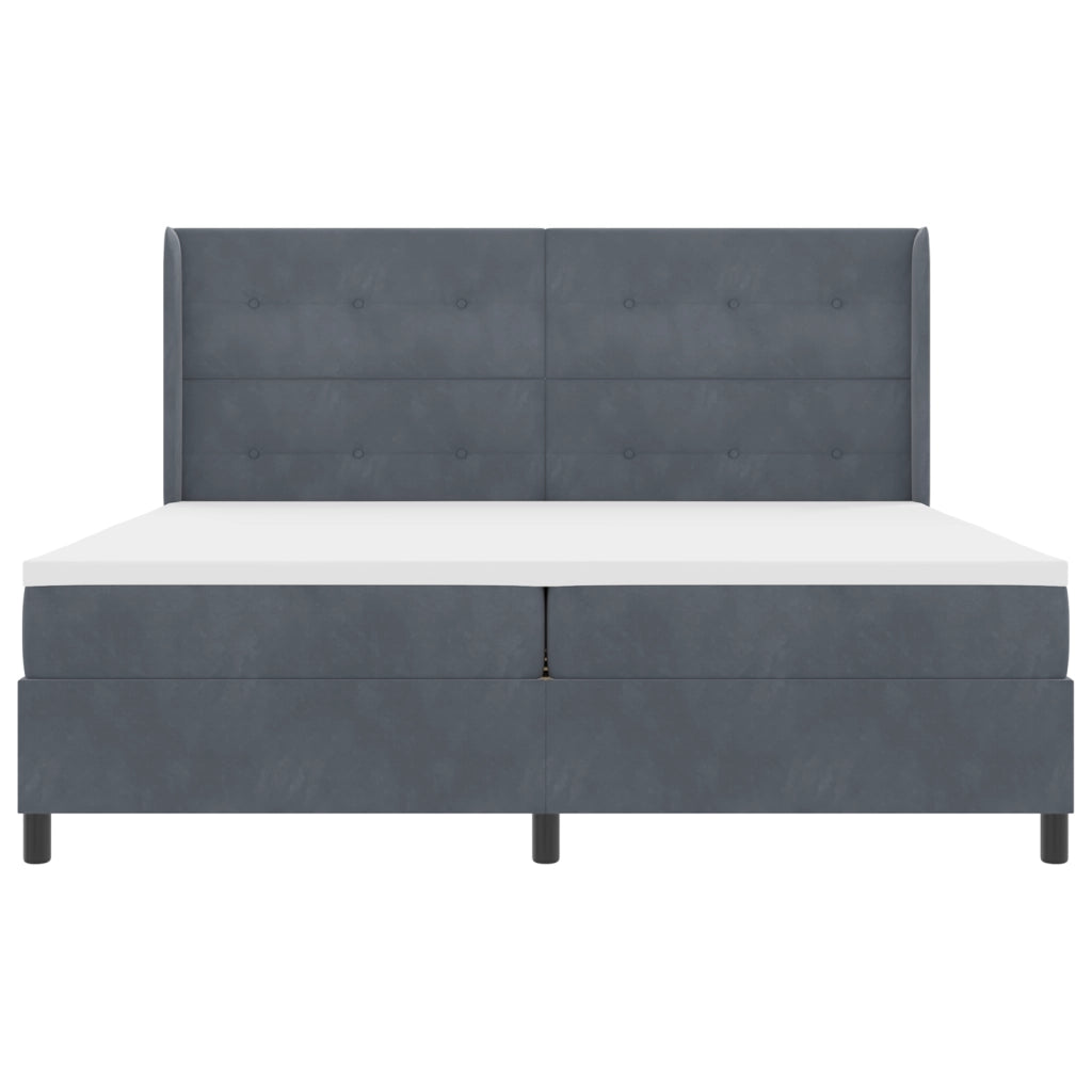 Letto Box Spring con Materasso e LED Grigio Scuro 200x200 cm in Velluto