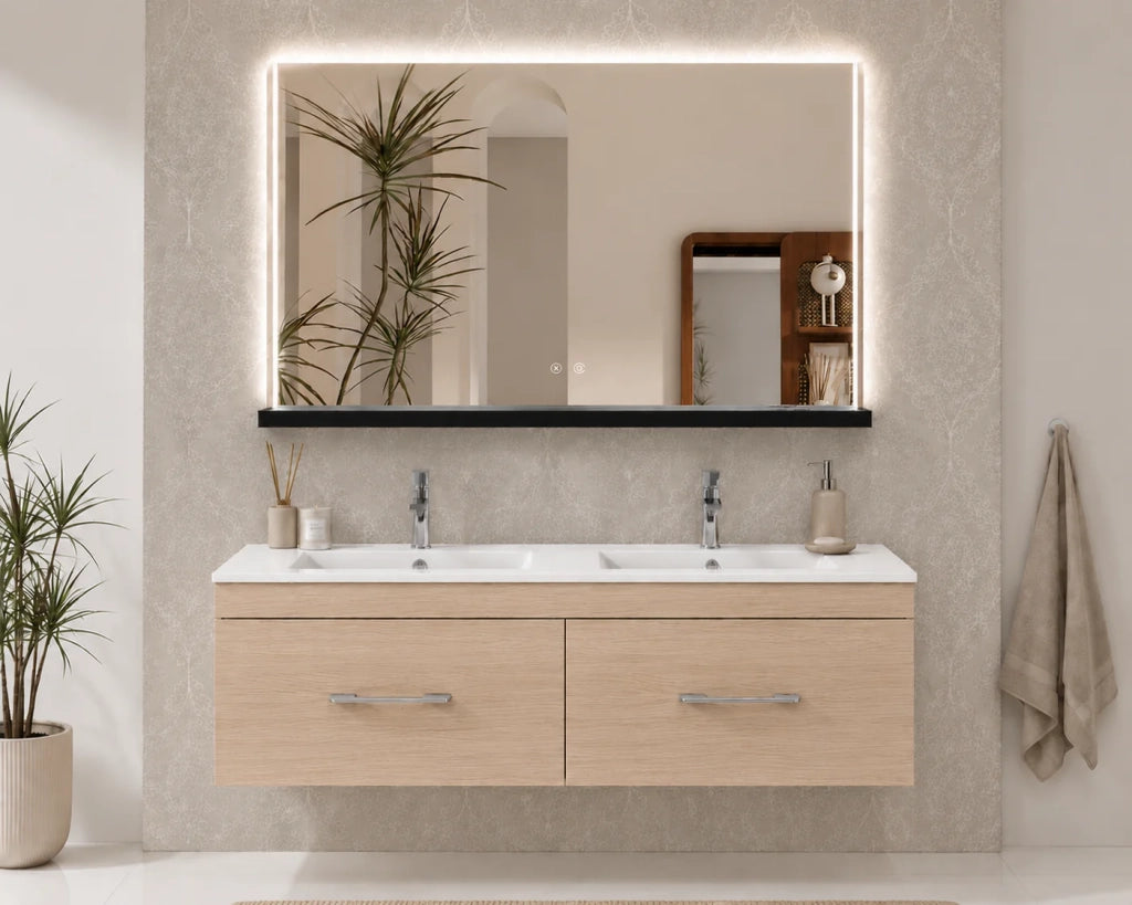 Mobile bagno con lavabo ORIGENBATH FLORENCIA senza specchio 120x45 cm 2 senos estepa