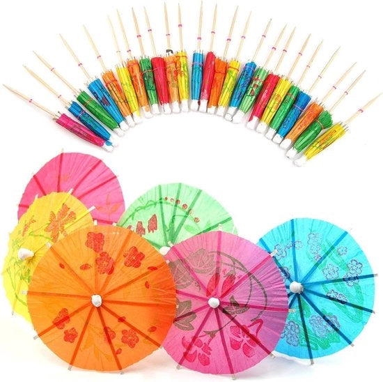 Accessori per cocktail - Parapluie per cocktail - Decorazioni per cocktail - Accessori divertenti per feste - 50 pezzi - Accessori per cocktail - Bevande - Adatto per feste - Accessori per cocktail - Papier