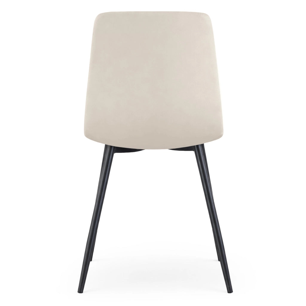 Set di 4 Sedie in velluto trapuntate LIVO Beige gambe nere