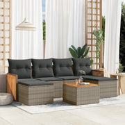 Set Divani da Giardino 7 pz con Cuscini Grigio in Polyrattan 3227908