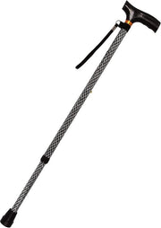 Stick portatile pieghevole con impugnatura in legno - bastone da camminata leggero regolabile - aiuto alla mobilità bilanciamento - nero sbalzato - 825-925 mm/33-37 pollici